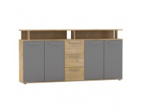 Štvordverová komoda so zásuvkami Albi - dub artisan / grafit