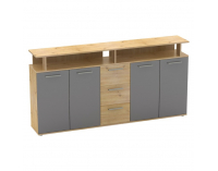 Štvordverová komoda so zásuvkami Albi - dub artisan / grafit