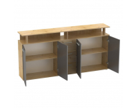 Štvordverová komoda so zásuvkami Albi - dub artisan / grafit