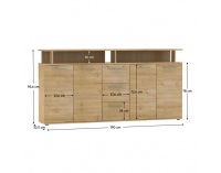 Štvordverová komoda so zásuvkami Albi - dub artisan
