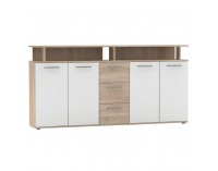 Štvordverová komoda so zásuvkami Albi - dub sonoma / biela