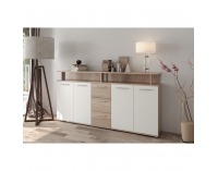 Štvordverová komoda so zásuvkami Albi - dub sonoma / biela