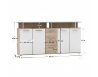 Štvordverová komoda so zásuvkami Albi - dub sonoma / biela