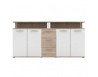 Štvordverová komoda so zásuvkami Albi - dub sonoma / biela