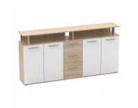 Štvordverová komoda so zásuvkami Albi - dub sonoma / biela