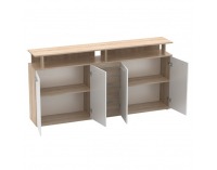 Štvordverová komoda so zásuvkami Albi - dub sonoma / biela