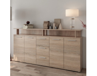 Štvordverová komoda so zásuvkami Albi - dub sonoma