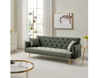 Rozkladacia pohovka Alisia - tmavozelená Velvet / zlatá