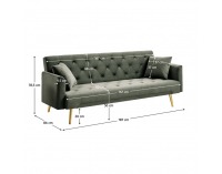 Rozkladacia pohovka Alisia - tmavozelená Velvet / zlatá