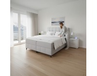 Boxspringová manželská posteľ Alma 180x200 cm - svetlosivá