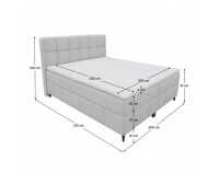 Boxspringová manželská posteľ Alma 200x200 cm - svetlosivá