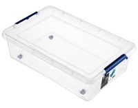 Plastový úložný box na kolieskach Alpino 29 l - priehľadná