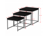 Príručný stolík (3 ks) Alvan - čierny dub / sivá
