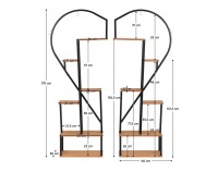 Kovový stojan na kvety (2 ks) Amadis - čierna / dub