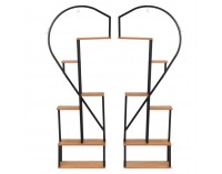 Kovový stojan na kvety (2 ks) Amadis - čierna / dub