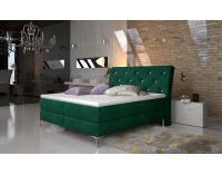 Čalúnená manželská posteľ s úložným priestorom Amika 140 - tmavozelená