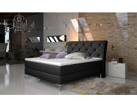 Čalúnená manželská posteľ s úložným priestorom Amika 180 - čierna (Soft 11)