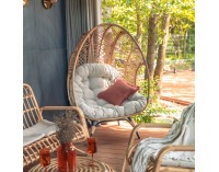 Ratanové kreslo Andros - prírodná / čierna / béžová