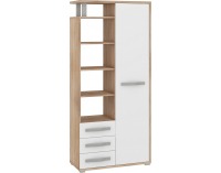 Policová skriňa Angel ANG-01 1D - sonoma svetlá / biely lesk