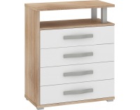Komoda Angel ANG-06 - sonoma svetlá / biely lesk