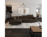Rohová sedačka s rozkladom a úložným priestorom Anton Roh L - hnedá