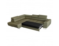 Rohová sedačka s rozkladom a úložným priestorom Anton Roh L - olivovo zelená