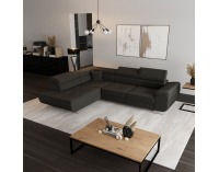 Rohová sedačka s rozkladom a úložným priestorom Anton Roh L - tmavosivá