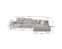 Rohová sedačka s rozkladom a úložným priestorom Anton Roh P - svetlosivá