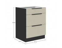 Dolná kuchynská skrinka Araka 60 D 3S BB - kašmír / čierna