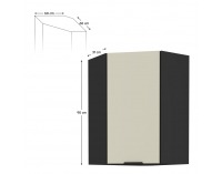 Horná rohová kuchynská skrinka Araka 60x60 GN-90 1F - kašmír / čierna