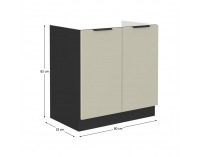 Drezová kuchynská skrinka Araka 80 ZL 2F BB - kašmír / čierna