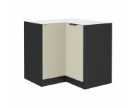 Dolná rohová kuchynská skrinka Araka 90x90 DN 2F BB - kašmír / čierna