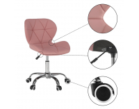 Kancelárske kreslo Argus - ružová (Velvet) / chróm