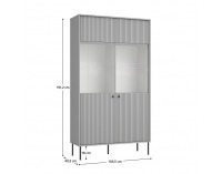 Vitrína Aris 2D - sivá / čierna