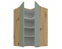 Horná rohová kuchynská skrinka Arsany 60x60 GN-90 2F - aquamarine / dub artisan