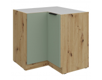 Dolná rohová kuchynská skrinka Arsany 90x90 DN 2F BB - aquamarine / dub artisan