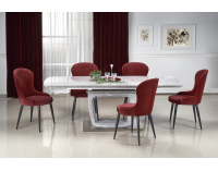 Rozkladací jedálenský stôl Artemon - sivý mramor / chróm