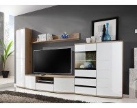 Obývacia stena s osvetlením Ontario - San Remo / biely vysoký lesk