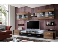 Obývacia stena Zoom NS - slivka / slivka-čierny vysoký lesk