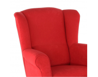 Kreslo (ušiak) s taburetkou Astrid - červená