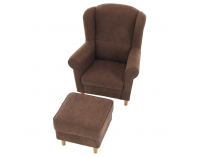 Kreslo (ušiak) s taburetkou Astrid - hnedá
