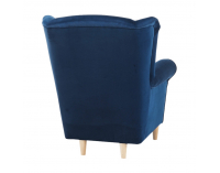 Kreslo (ušiak) s taburetkou Astrid - modrá