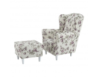 Kreslo (ušiak) s taburetkou Astrid - rose 18