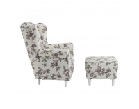 Kreslo (ušiak) s taburetkou Astrid - rose 18