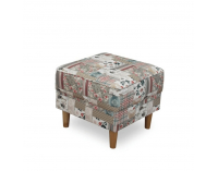 Kreslo (ušiak) s taburetkou Astrid - vzor patchwork Viorica 1