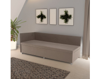 Čalúnená jednolôžková posteľ (váľanda) Auria Uni - béžovosivá