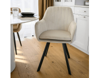 Jedálenské kreslo Auril - béžovosivá (Velvet) / čierna