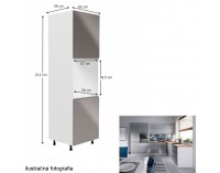 Potravinová skriňa Aurora D60P L - biela / sivý vysoký lesk