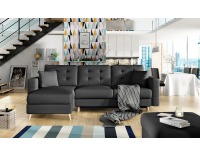 Rohová sedačka s rozkladom a úložným priestorom Aveza L/P - čierna (Soft 11)