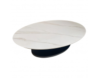 Konferenčný stolík Axen - biela imitácia mramoru / čierna